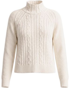 Gran Sasso Cabled Mock Neck - White