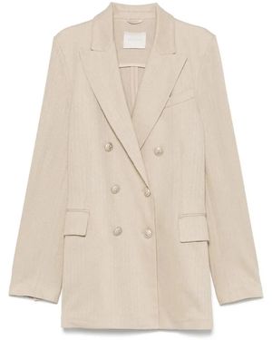 Circolo 1901 Linen And Cotton Double-Breasted Jacket - Natural