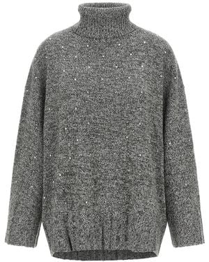 Pinko Crystal Turtleneck Sweater - Gray