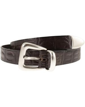 Alberto Luti Crocodile Effect Leather Belt - Brown