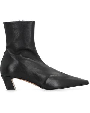KHAITE Nevada Leather Ankle Boots - Black