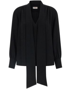 Alberto Biani Lavallière Neck Blouse - Black