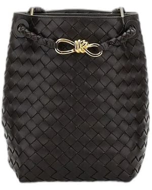 Bottega Veneta Fondant Lamb Leather Andiamo Bucket Bag - Black