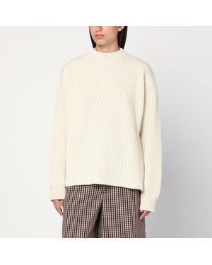 Jil Sander Ribbed Crewneck Sweater - White