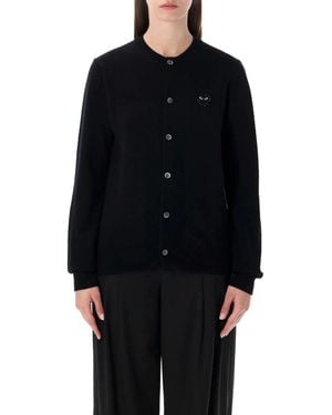 COMME DES GARÇONS PLAY Wool Cardigan With Crystal Heart - Black