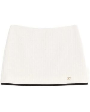 Valentino Tweed Cotton Skirt Pants - White