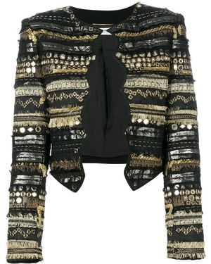 Saint Laurent 506442y117w Embroidered Jacket - Black