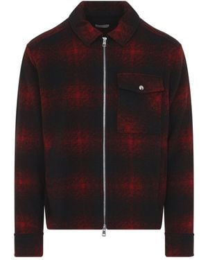 Moncler Overshirt Con Zip Motivo Check - Red