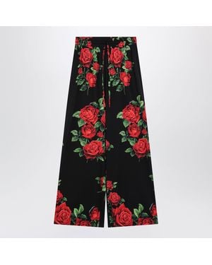 Dolce & Gabbana Dolce & Gabbana Silk Trousers With Floral Print - Red