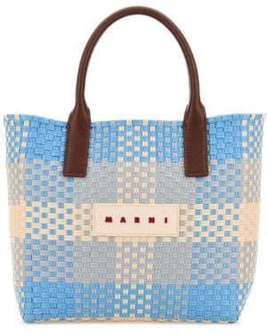 Marni Check Tote Small - Blue