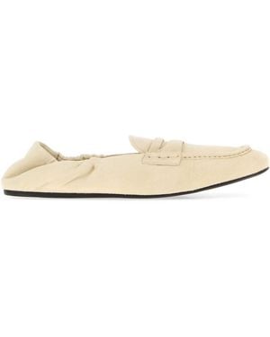 Miu Miu Ivory Suede Loafers - White