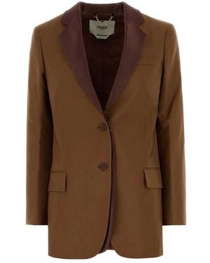 Fendi Giacca Wool Mohair Tailoring - Brown