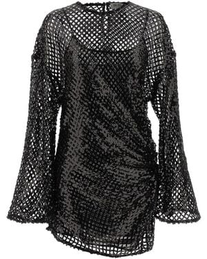 The Attico Sequin Mesh Dress - Black