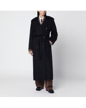 IVY & OAK Dark Double-Breasted Wool Coat - Black