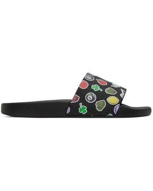 JW Anderson Sticker Logo Slides Sandals - Black