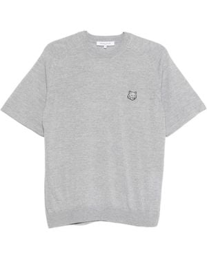 Maison Kitsuné Maison Kitsuné Mélange Fox Head Wool Sweater - Gray