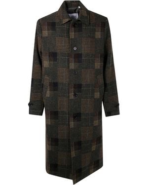 Les Deux "Maximilian" Patchwork Wool Coat - Black