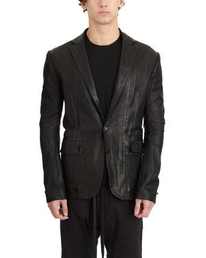 Isaac Sellam 1 Button Leather Blazer - Black