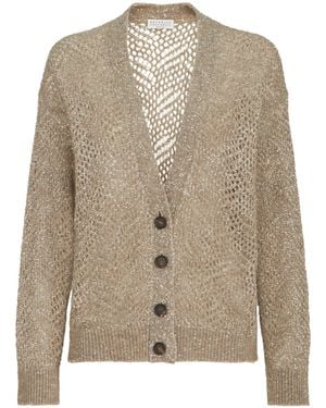 Brunello Cucinelli Openwork Mohair Cardigan - Natural