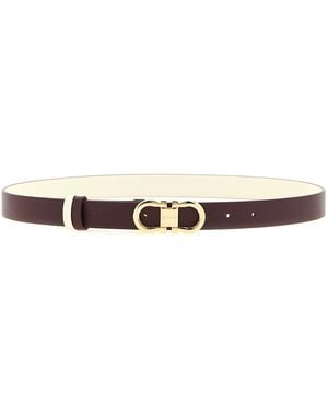 Ferragamo 'Doppio Gancini' Reversible Belt - White
