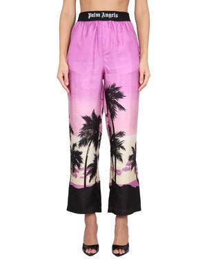 Palm Angels Pants With Sunset Print - Pink