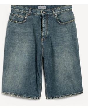 Balenciaga Dirtyvintage Denim Bermuda Shorts For - Blue