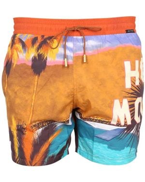 Etro Boxer Swimsuit Cotton Swim Shorts - Orange