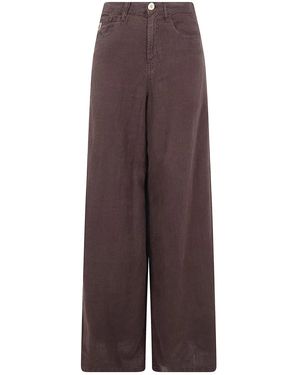 Lois "Arlene" Extra Wide Leg Linen Pants - Purple