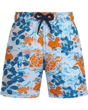 Vilebrequin Multi-colored Turtle Print Swimming Trunks - Blue