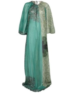 Pierre Louis Mascia Silk And Cotton Blend Long Dress - Green