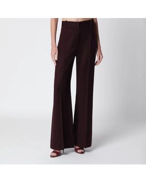 Victoria Beckham Dark Acai Virgin Wool Flannel Pants - Black