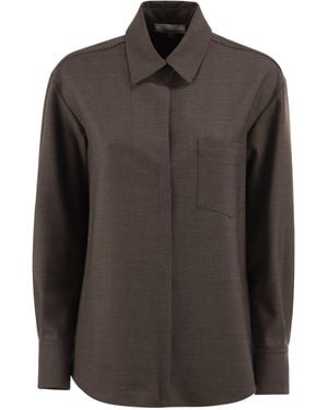 Antonelli Virgin Wool-Blend Shirt - Brown