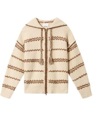 Isabel Marant Rolian Hooded Striped Cardigan - Natural