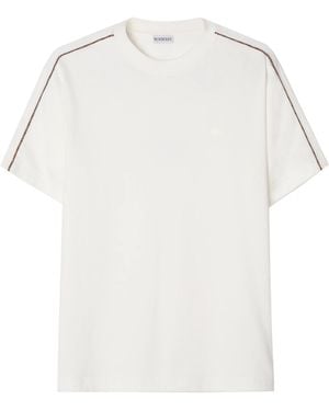Burberry Cotton T-Shirt With Embroidered Logo - White