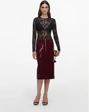 Self-Portrait Faux Leather Skirt - Red