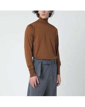 John Smedley Wool Turtleneck Sweater - Brown