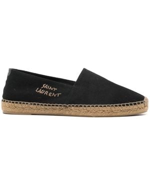 Saint Laurent Embroidered Logo Espadrilles - Black