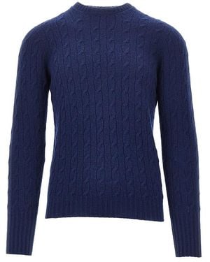 Drumohr Cashmere Cable Knit Sweater - Blue