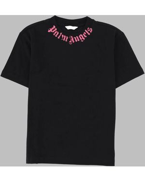Palm Angels Neck Logo Brushed Reg Tee S/S Girl - Black