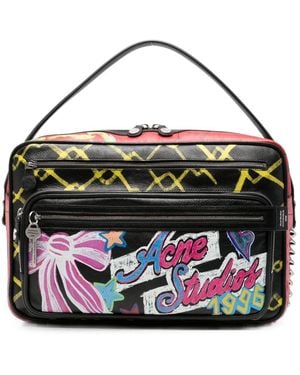Acne Studios Camero Camera Punk Print Shoulder Bag - Black