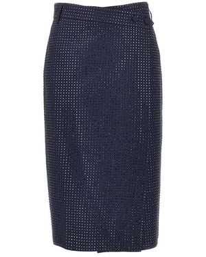 Pinko Strass-Embellished Wrap-Over Midi Skirt - Blue