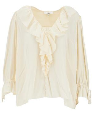 Chloé Ruffled Crêpe De Chine Blouse - Natural