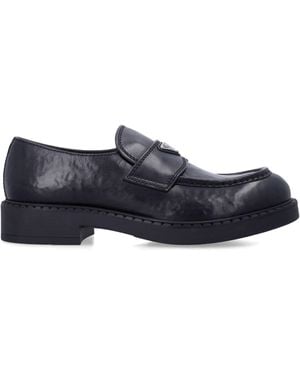 Prada Aged Leather Loafers - Blue