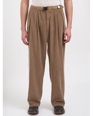 White Sand Cotton And Modal Pants - Brown