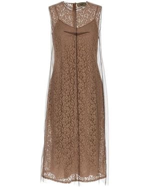Fendi Floral Lace Dress - Brown
