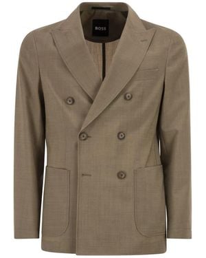 BOSS Double-Breasted Blazer - Brown