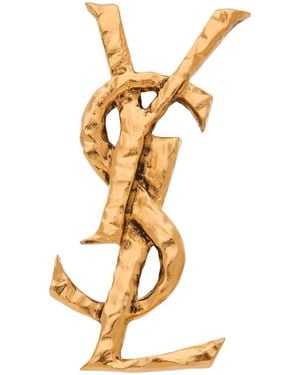 Saint Laurent Hammered Metal Cassandre Single Earring - Metallic