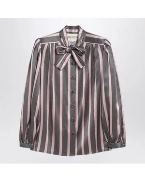 Valentino Striped Crepe De Chine Shirt - Pink