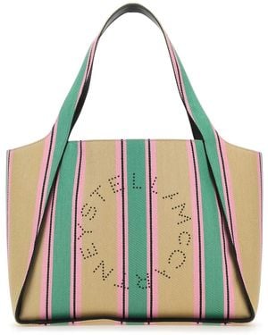 Stella McCartney Embroidered Raffia Stella Logo Shopping Bag - Multicolor