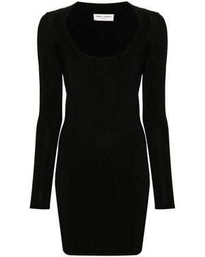 Saint Laurent Ribbed Knit Dress - Black